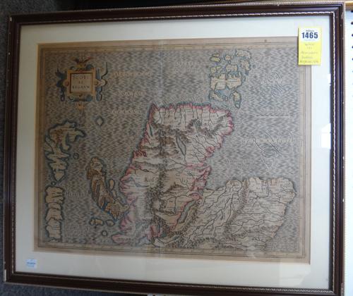 Gerhard MERCATOR - Scotiae Regnum (North Sheet).  37 x 47cms., (within mount), hand-coloured, cartouche strapwork title, scale bar, etc. (? 1595 or la