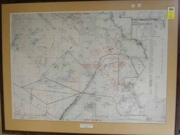 DESERT STORM -  3 Printed & Declassified Operational Maps for the concluding combat days (Feb 25th, 26th & 27th, 1991) of the Coalition Forces respons
