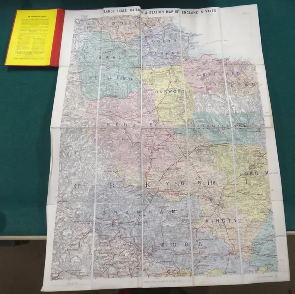 HUNTING - Large Scale Map of England & Wales, Coloured to Show the Fox Hunts, sheet 5 only (of 24), parts of Durham & N. Yorks. coloured & folded on l