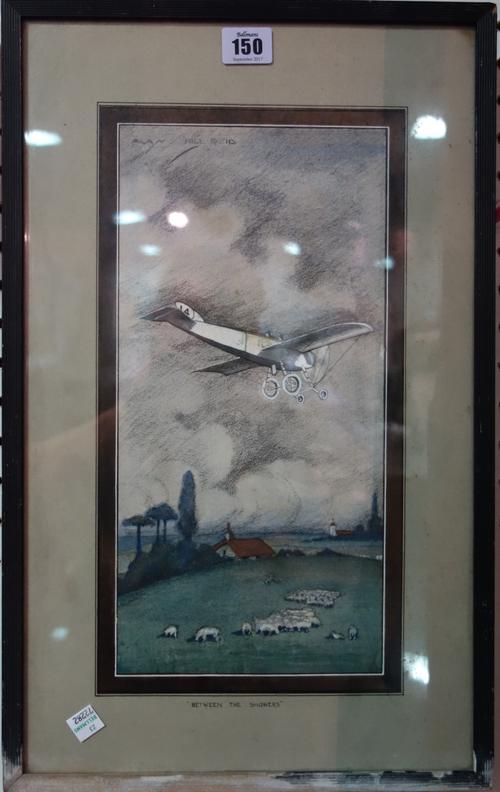 Alan Hill Reid (20th century), Between the showers, watercolour and pencil, signed, 34cm x 16.5cm. C1