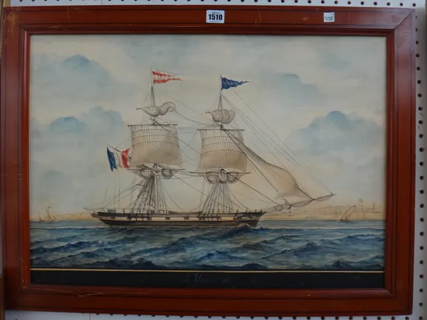 Manner of H. Pellegrino, L'Union 1831, pen, ink and watercolour, bears a signature, inscription and date 1831, 44.5cm x 63cm.
