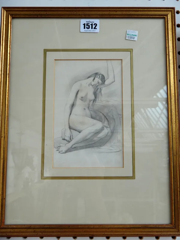 William Edward Frost (1810-1877), Seated nude, pencil, 17cm x 10.5cm.; together with a further pen and wash study of a nude by the same hand.(2)Proven