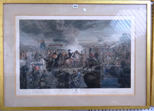 After Alexander Sauerweid, The Battle of Waterloo, two engravings by John W. Cook, with hand colouring, each 54cm x 80.5cm.(2)