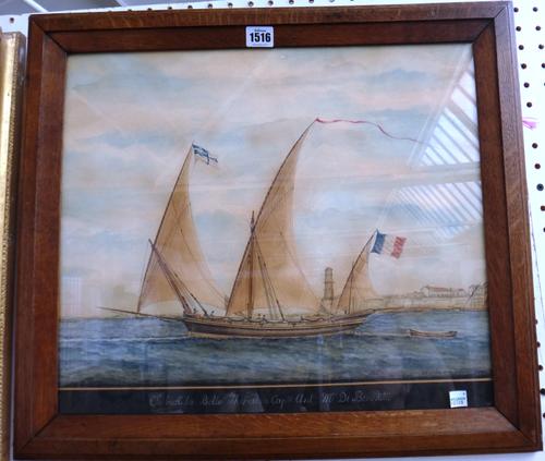 Follower of Nicolas Cammillieri, Chebeck la Belle Theresine, pen, ink and watercolour, bears a signature and date, 40cm x 47cm.