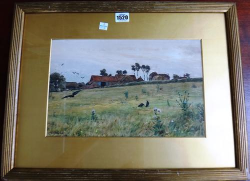 Sir Ernest Albert Waterlow (1850-1919), Dimmocks Farm, Knowl Hill, watercolour, signed and dated 1879, 21cm x 33cm.