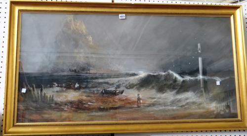 William Widgery (1822-1893), St Michael's Mount, gouache, signed and indistinctly dated, 54cm x 110cm.