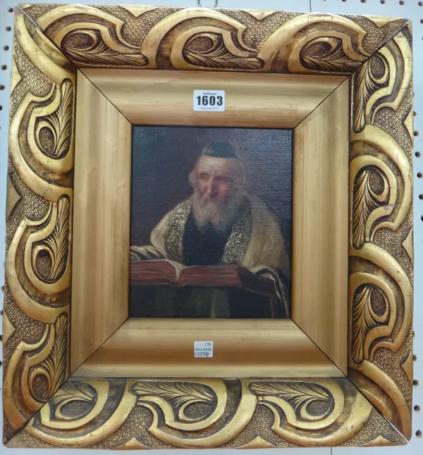 Jose Scheider (19th century), Talmud scholar, oil on canvas, indistinctly signed, 19cm x 16cm.