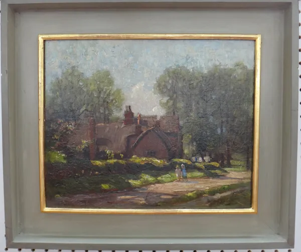 Arthur Spooner (1873-1962), Village scene, oil on canvas, signed, 29cm x 36cm. DDS