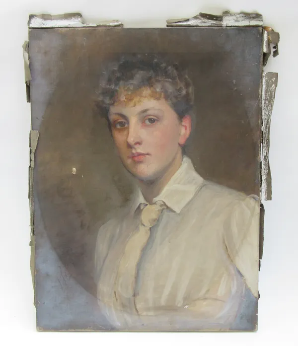 Henry Weigall (1829-1925), Portrait of Grace Rennie, oil on canvas, signed with monogram, unframed, 61cm x 46cm.