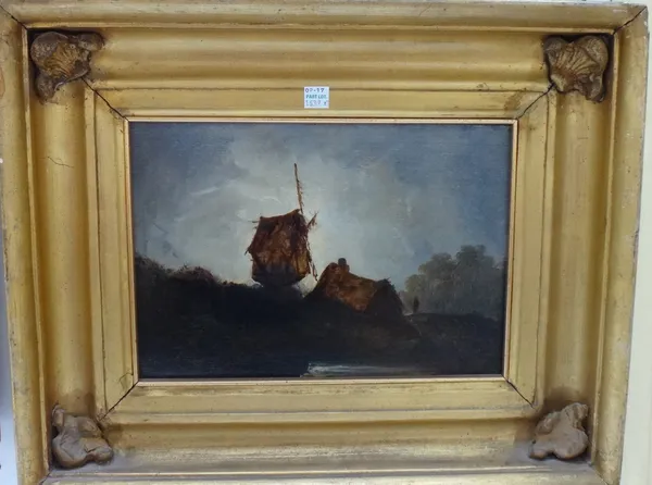 Norwich School (19th century), Landscape with cottage; Landscape with windmill, a pair, oil on board, each 20cm x 28cm.(2)
