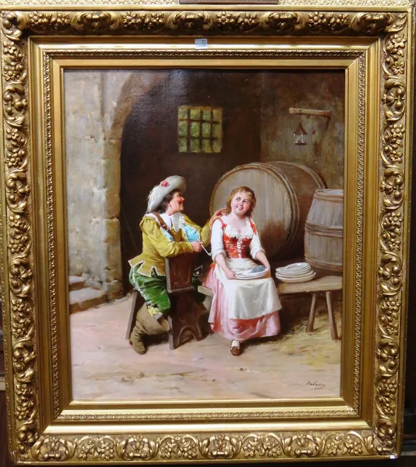 ** Debaisy (19th/20th century), Courtships, a pair, oil on canvas, both signed, each 53cm x 43cm.