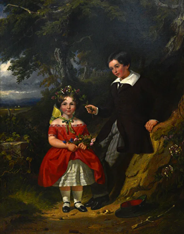 Jacob Thompson (1806-1879), The children of John Harvey, oil on canvas, signed and dated 1846, 101cm x 79cm. Illustrated