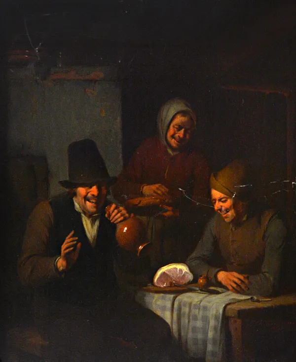 Charles Venneman (1802-1875), Laughing figures in a tavern, oil on panel, signed and dated 1846, 44cm x 36cm.  Illustrated