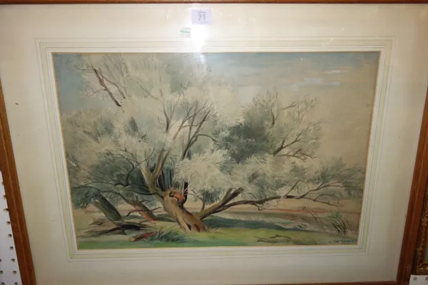 Gladys Rees Teesdale (20th century), Landscapes, two watercolours, both signed, the larger 35cm x 52cm; together with sundry assorted prints, (qty).