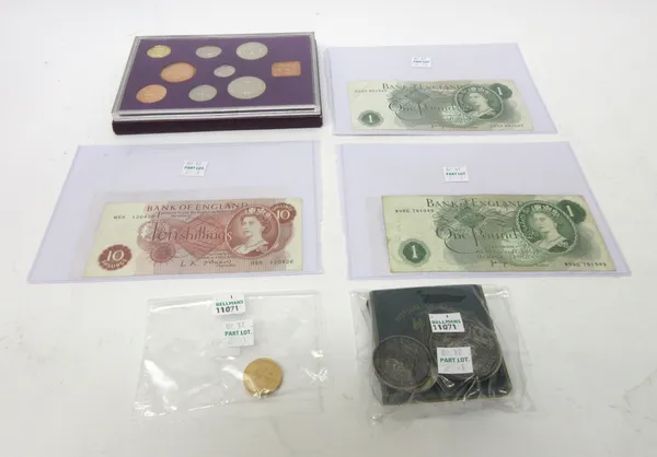 A George V sovereign 1913, a George V half sovereign 1913, a 1951 Festival of Britain crown, with the original box, two further crowns, 1890 and 1960,