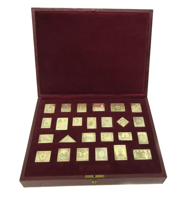 A set of twenty-five silver postage stamp ingots, detailed The Empire Collection, with a fitted case.