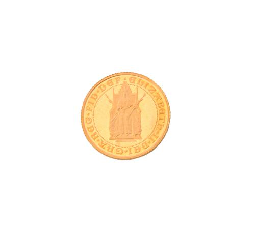 A gold proof half sovereign, 1989, commemorating The 500th Anniversary of The First Sovereign 1489-1989, with the original Royal Mint certificate and
