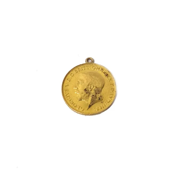 A George V half sovereign 1911, fitted with a pendant loop at the top.
