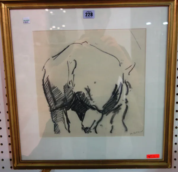 John Paul Vincent (20th century), Rhino, charcoal, signed, 31cm x 31cm.   ROST