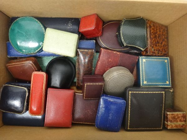 A collection of approximately thirty mostly jewellery boxes and cases and a small quantity of wristwatch straps, (qty).