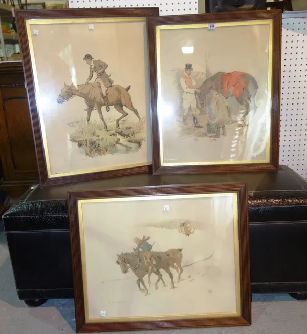 Circle of Cecil Aldin, Hunting and equestrian scenes, a group of six chromolithographs, (6). A6