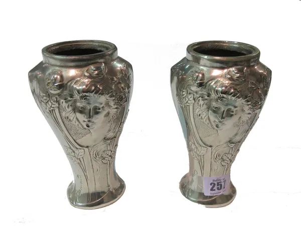 George Flamand; a pair of  vases, lacking lids, signed 'G Flamand', 16cm high, (2). CAB