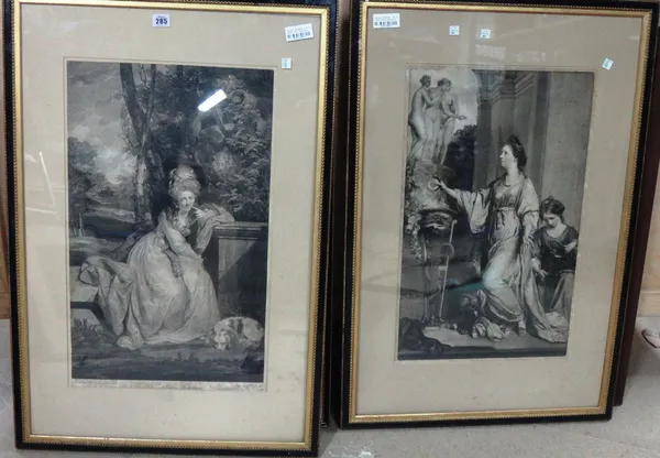 A group of five mezzotints of portrait subjects including works after Reynolds, Wheatly, Hopner and others. J11