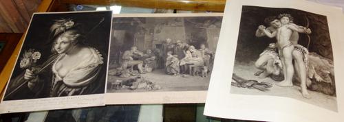 A group of assorted mezzotint portrait and figurative works, including works after Maria Cosway, Opie, De Voss, Singleton, Pether, Reynolds, Van Dyck