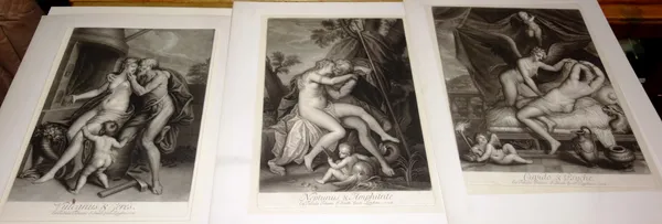 A group of assorted mezzotint portrait and figurative works,  including works after Zoffany, Reverend Peters, J. Smith, Reynolds, and others, all unfr