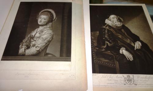 A group of fourteen assorted mezzotint portraits including works after Gainsborough, Reynolds, Hopner, Van Dyck and others, all unframed (qty). E6