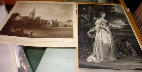 A group of assorted mezzotints and engravings including works after Pollard, Beechy, Beach, Hudson, Graves, Lawrence, Reynolds, Hoppner, MacBeth Raebu