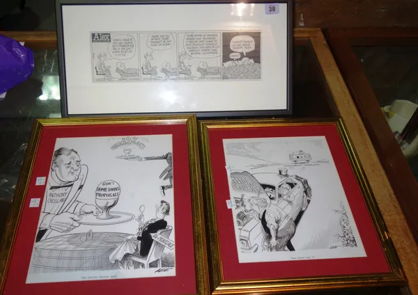 Political satire, two cartoons and another, signed Lee, (3).   CAB