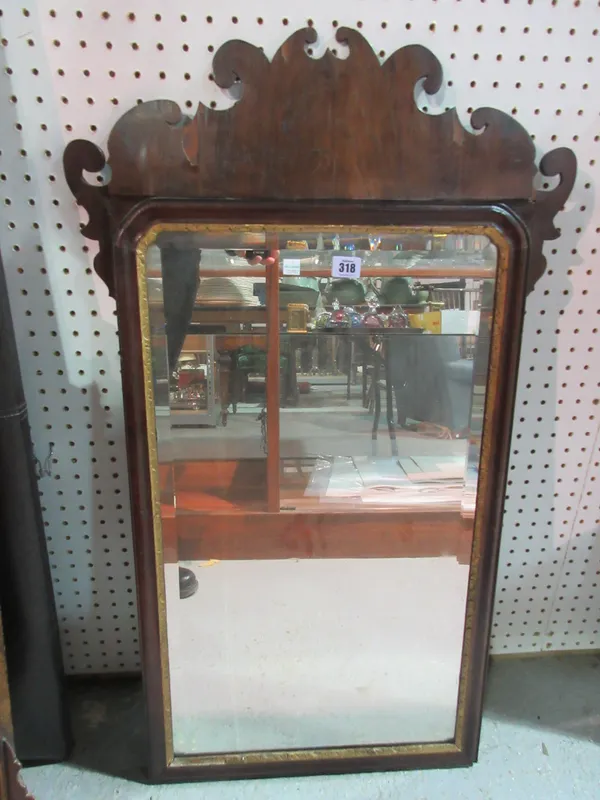 A 19th century mahogany fret cut pier mirror, 55cm wide x 85cm high and another similar 37cm x 82cm, (2). A4