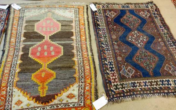A small South Persian rug, 120cm x 88cm and a Caucasian style kelim, 227cm x 86cm, (2). D7