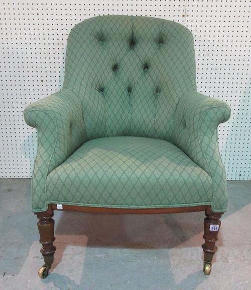 A Victorian mahogany framed easy armchair. C5