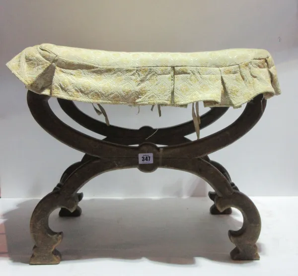 A 19th century oak 'X' frame stool and a small walnut stool, (2). H5