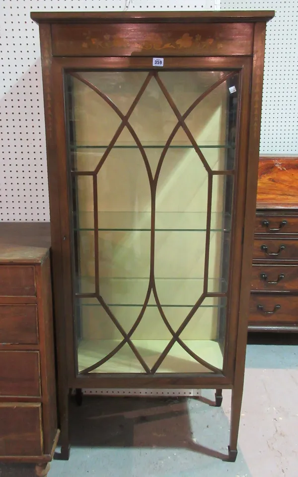 An Edwardian inlaid mahogany display cabinet, 70cm wide x 156cm high.   G11
