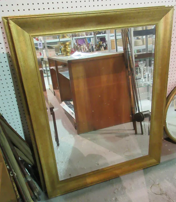 A pair of 20th century gilt framed rectangular mirrors, 121cm wide x 48cm high, (2).  A2