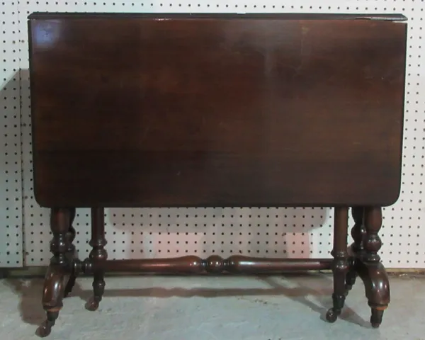 A 19th century mahogany Sutherland table, 82cm wide x 72cm high.    F6