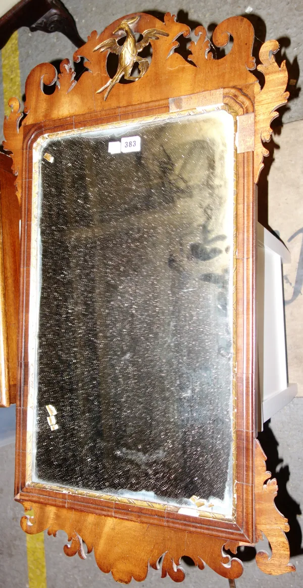 A George III style parcel gilt walnut framed pier glass, 51cm wide x 93cm high.  A3