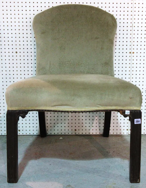 A George I style arch back side chair, on channelled square supports, 92cm high.    E8