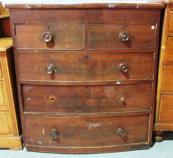 A mahogany bowfront chest of two short and three long graduated drawers, 99cm wide. H11