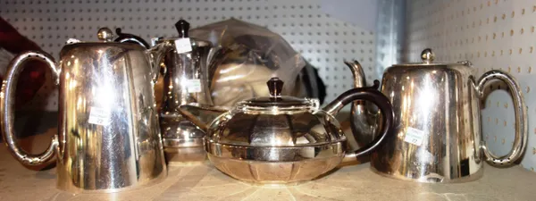 A quantity of silver plate, including flatware, tea sets, a salver, a coffee pot, a hot water jug and sundry, (qty).   S4M