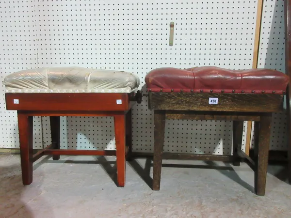 A pair of 20th century oak piano stools, (2).  L11