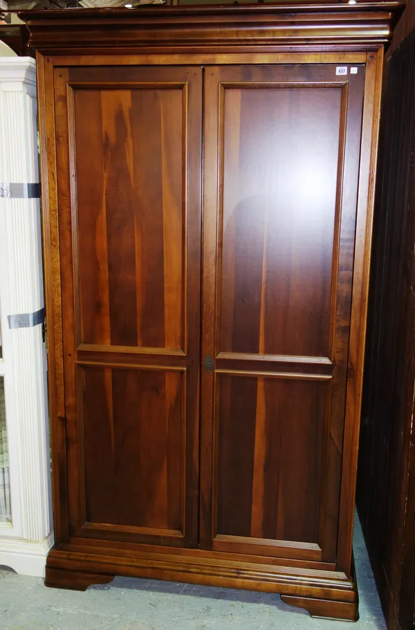 A 20th century mahogany double wardrobe, 108cm wide x 198cm high.   K7