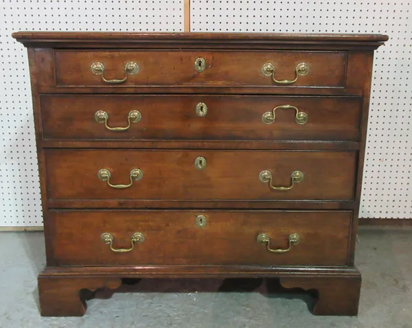 A mid-18th century mahogany chest of four long drawers, 95cm wide x 84cm high.   I9