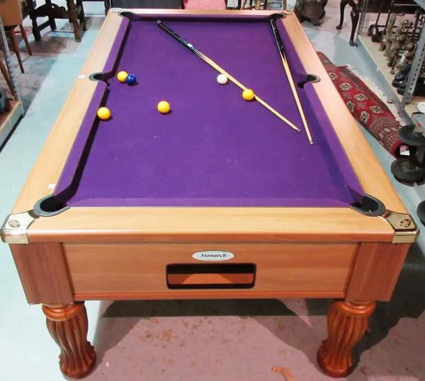 Monarch World Class Pool Tables; a D.P.T Snooker Liverpool table, 214cm wide.  E3