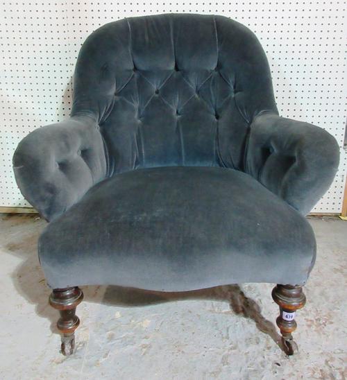 A Victorian mahogany framed tub back armchair.  G5