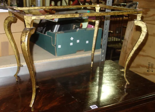 A 20th century gilt metal rectangular coffee table frame, on cabriole supports.  H4