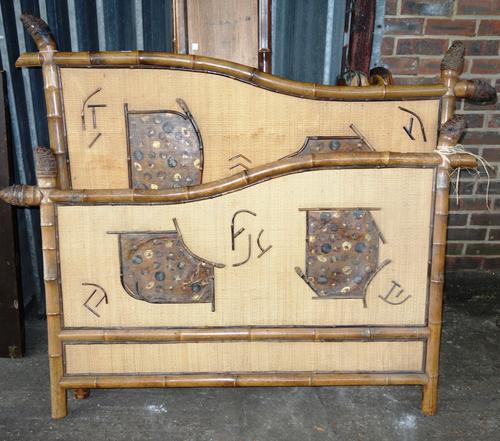 An early 20th century bamboo asymmetric single bed, 153cm wide. M10